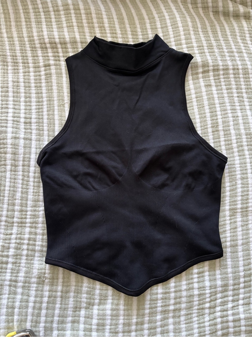 Out From Under Seamless Mock Neck Cutout Back Crop Top - Black